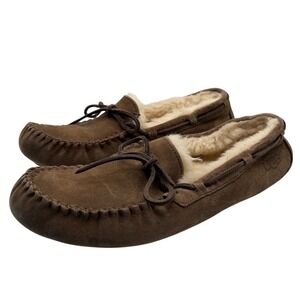 UGG Dakota Brown Suede Moccasin Slippers Womens Size 9 Shearling Lined